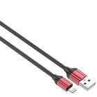 USB Lightning LDNIO LS431 1m/ 2.4A/ медь: 86жил/ нейл. опл/red