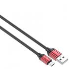USB Micro LDNIO LS431 1m/ 2.4A/ медь: 86жил/ нейл. опл/red