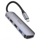 Hoco USB-HUB HB27 3USB Type-C/HDMI/USB3.0 серый